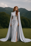Load image into Gallery viewer, Eulalia Minimalist Satin Wedding Dress, Sleek Sheath Bridal Gown with Train image 3