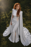 Load image into Gallery viewer, Eulalia Minimalist Satin Wedding Dress, Sleek Sheath Bridal Gown with Train image 6