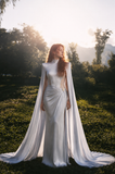 Load image into Gallery viewer, Eulalia Minimalist Satin Wedding Dress, Sleek Sheath Bridal Gown with Train image 7