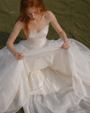Load image into Gallery viewer, Evangeline Off Shoulder Wedding Dress, Modern Corset Bridal Gown with Sculpted Fit image 4