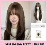 Load image into Gallery viewer, Ancient BaBy wig female full headgear high level cold brown natural lolita soft sister cos universal y2k long straight hair