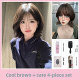 Load image into Gallery viewer, Komatsuna Japanese wig female short hair full head cover textured ironing French air bangs curly hair age-reducing hairstyle
