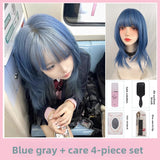 Load image into Gallery viewer, Blue Gray Straight Bob Wig