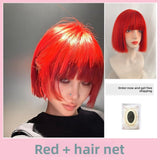 Load image into Gallery viewer, Japanese red wig Harajuku two-dimensional Internet celebrity cute fluffy trimmed lolita wig women's short hair full headgear