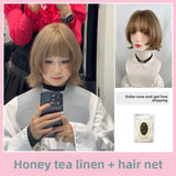 Load image into Gallery viewer, Wig Women's hood Layered short hair hanni Same girly whole wig Orange brown cos Bobo head