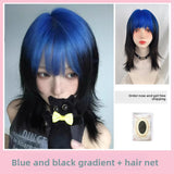 Load image into Gallery viewer, Wig girl summer medium long hair collarbone hair comic thin vine purple round face trimming princess cut ji hair style Qi bangs hair cover