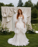 Load image into Gallery viewer, Fiona Cape Wedding Dress, Statement Bridal Gown with Dramatic Draped Detail image 5
