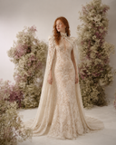 Load image into Gallery viewer, Fiorella Romantic Lace Wedding Dress, Elegant A-Line Bridal Gown with Soft Train image 6