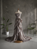 Load image into Gallery viewer, Freya Cape Wedding Dress, Statement Bridal Gown with Dramatic Draped Detail image 3