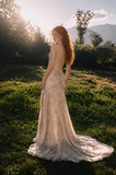 Load image into Gallery viewer, Genevieve Minimalist Satin Wedding Dress, Sleek Sheath Bridal Gown with Train image 2