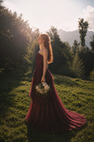 Load image into Gallery viewer, Giselle Minimalist Satin Wedding Dress, Sleek Sheath Bridal Gown with Train image 3
