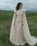 Load image into Gallery viewer, Hyacinth Long Sleeve Wedding Dress, Modest Bridal Gown with Elegant Train image 1