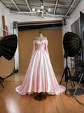 Load image into Gallery viewer, Pink Off Shoulder Draped Ball Gown Elegant Formal Evening Dress