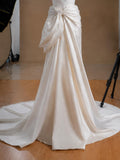 Load image into Gallery viewer, White One Shoulder Draped Wedding Gown with Sculptural Waist Bow