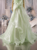 Load image into Gallery viewer, Green Sculptural Ruffle Gown with Dramatic Draped Bodice and Statement Formal Silhouette