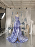 Load image into Gallery viewer, Lavender Strapless Ball Gown with Sculptural Draped Bodice, Full Skirt Formal Dress, Custom Made to Measure Evening Gown