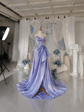 Load image into Gallery viewer, Lavender Strapless Ball Gown with Sculptural Draped Bodice, Full Skirt Formal Dress, Custom Made to Measure Evening Gown