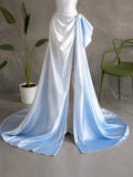 Load image into Gallery viewer, White Strapless Sweetheart Gown with Ruched Bodice Asymmetrical Draping and Side Accent Made to Measure Formal Dress