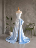 Load image into Gallery viewer, White Strapless Sweetheart Gown with Ruched Bodice Asymmetrical Draping and Side Accent Made to Measure Formal Dress