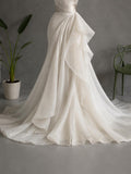 Load image into Gallery viewer, Ivory Sculptural Pleated Wedding Gown with Sweetheart Bodice, Asymmetric Ruffle Shoulder and Cutout Waist