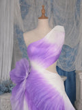 Load image into Gallery viewer, Purple One Shoulder Asymmetric Gown with Sculptural Hip Bow and Cutout Waist