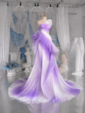 Load image into Gallery viewer, Purple One Shoulder Asymmetric Gown with Sculptural Hip Bow and Cutout Waist