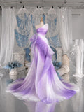 Load image into Gallery viewer, Purple One Shoulder Asymmetric Gown with Sculptural Hip Bow and Cutout Waist