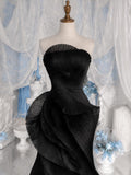 Load image into Gallery viewer, Black Strapless Sculptural Pleated Gown Asymmetric Statement Evening Dress for Gala Formal Event