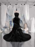 Load image into Gallery viewer, Black Strapless Sculptural Pleated Gown Asymmetric Statement Evening Dress for Gala Formal Event