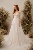 Load image into Gallery viewer, White Strapless Bridal Gown with Fitted Bodice, Flowing A Line Skirt, Floor Length Wedding Dress, Made to Measure
