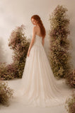 Load image into Gallery viewer, White Strapless Bridal Gown with Draped Bodice, Full A Line Skirt, Romantic Wedding Dress with Train