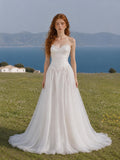 Load image into Gallery viewer, White Strapless Wedding Gown with Sweetheart Neckline, Full A-Line Skirt, Decorative Waist Detail and Train