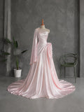 Load image into Gallery viewer, White One Shoulder Evening Gown with Draped Bodice and Dramatic Floor Length Train