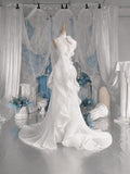Load image into Gallery viewer, White One Shoulder Evening Gown, Draped Floor Length Formal Dress with Elegant Train