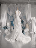 Load image into Gallery viewer, White One Shoulder Evening Gown, Draped Floor Length Formal Dress with Elegant Train