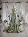 Load image into Gallery viewer, Ivory Bridal Gown with Sweetheart Neckline, Floral Waist Detail and Flowing Train