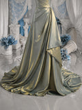 Load image into Gallery viewer, Ivory Bridal Gown with Sweetheart Neckline, Floral Waist Detail and Flowing Train