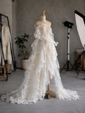 Load image into Gallery viewer, Elegant White Bridal Gown Romantic Wedding Dress Timeless Ceremony Bridal Wear