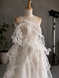 Load image into Gallery viewer, Elegant White Bridal Gown Romantic Wedding Dress Timeless Ceremony Bridal Wear