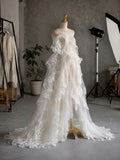 Load image into Gallery viewer, Elegant White Bridal Gown Romantic Wedding Dress Timeless Ceremony Bridal Wear