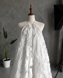 Load image into Gallery viewer, White Lace One Shoulder Wedding Gown with Sheer Sleeve and Dramatic Train