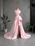 Load image into Gallery viewer, White One Shoulder Draped Gown with Long Train for Weddings and Formal Events