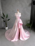 Load image into Gallery viewer, White One Shoulder Draped Gown with Long Train for Weddings and Formal Events