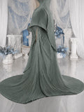 Load image into Gallery viewer, Sage Green Sculptural Pleated Gown Asymmetric One Shoulder Formal Dress Made to Measure