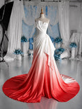 Load image into Gallery viewer, White Strapless Wedding Dress with Sculpted Neckline, Draped Bodice and Full Skirt, Made to Measure Bridal Gown