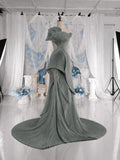 Load image into Gallery viewer, Sage Green Sculptural Pleated Gown Asymmetric One Shoulder Formal Dress Made to Measure