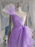 Load image into Gallery viewer, Lavender Ombre One Shoulder Gown with Ruffle Detail, Romantic Formal Dress, Made to Measure