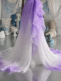Load image into Gallery viewer, Lavender Ombre One Shoulder Gown with Ruffle Detail, Romantic Formal Dress, Made to Measure