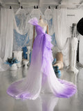 Load image into Gallery viewer, Lavender Ombre One Shoulder Gown with Ruffle Detail, Romantic Formal Dress, Made to Measure