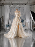 Load image into Gallery viewer, Champagne One Shoulder Sculptural Gown with Draped Skirt, Formal Statement Dress, Made to Measure